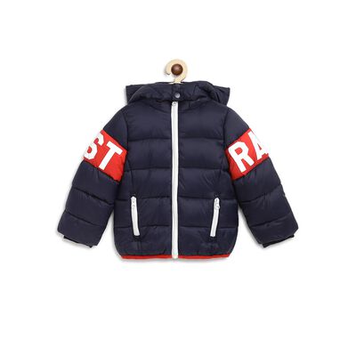 Boys Dark Blue Coat With Detachable Hood